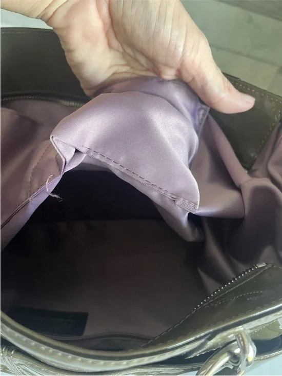 Coach Olive Green Op Art Embossed Patent Leather East West Gallery Tote - Picture 16 of 16